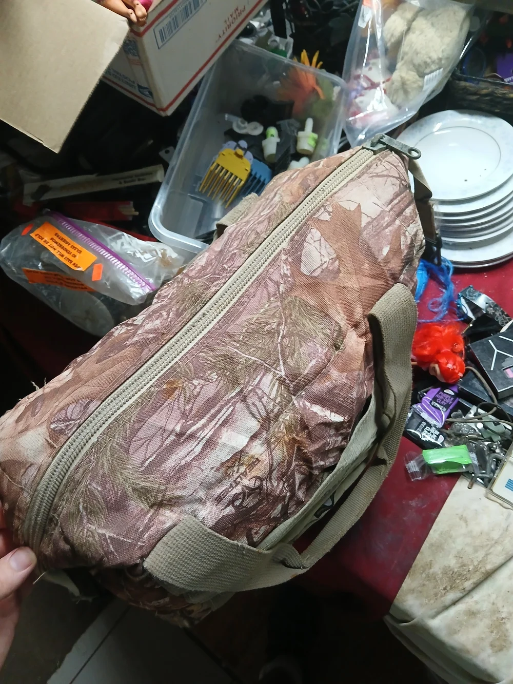 TransCanada canvas duffel bag features a camouflage pattern Insulated